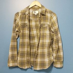 So green plaid button down